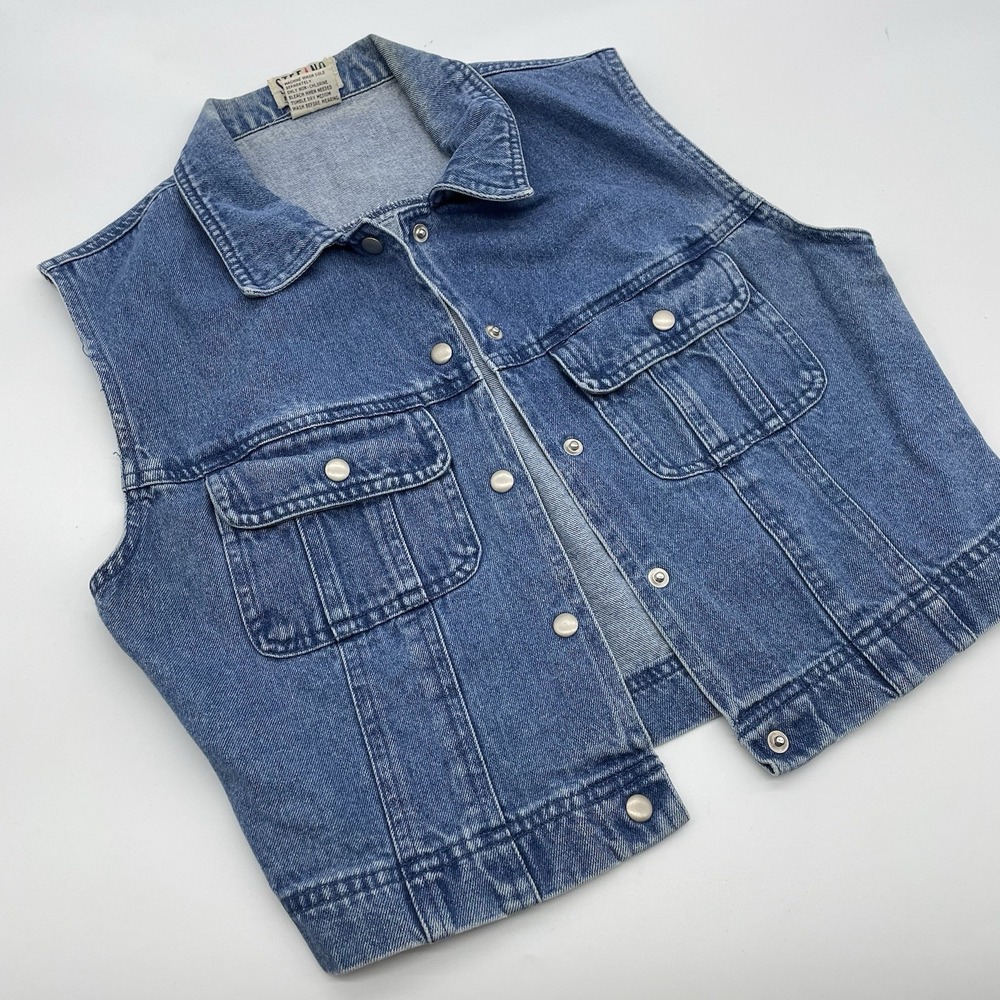 Vintage Stefano International 100% Cotton Denim Vests Size Small‎